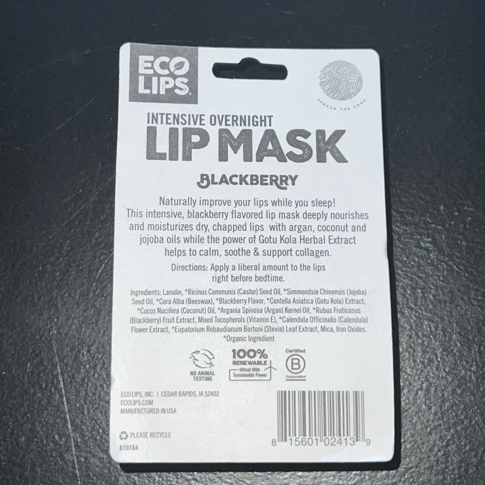 2-Eco Lips Overnight Lip Mask Blackberry And Lip‎ Scrub Brown Sugar .25 Oz New